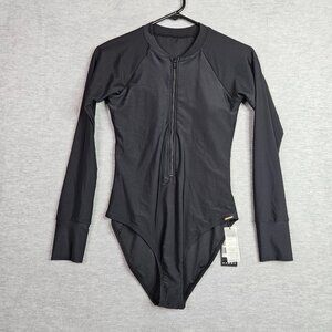 RELLECIGA Women's One Piece Black Front Zip Swimsuit Long Sleeve Size S NEW